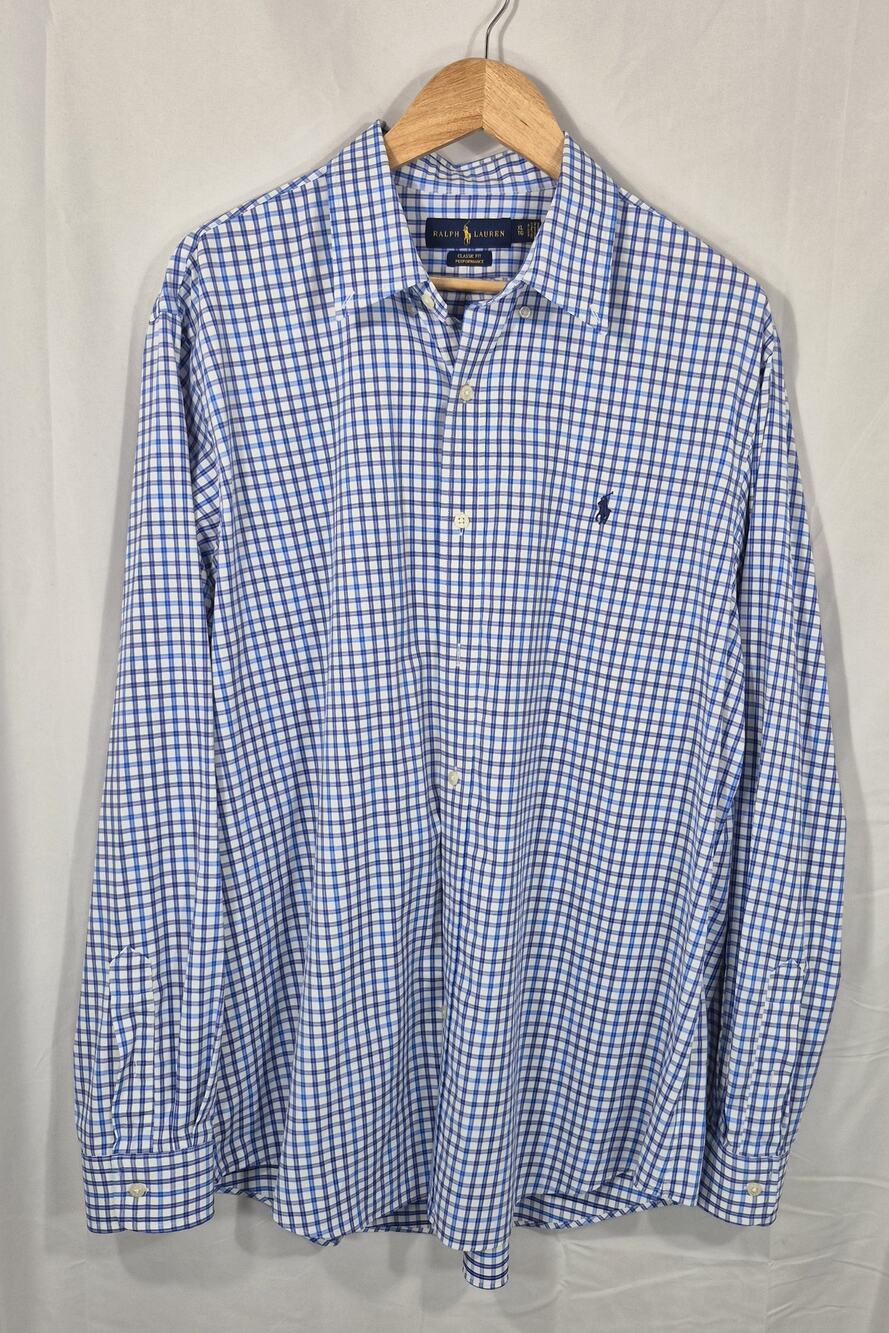 Ralph Lauren Men’s XL Classic Fit Performance Plaid Long Sleeve Button Down Shir
